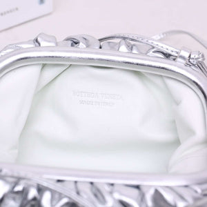 BV 585852 Bottega Veneta Mini Pouch intrecciato leather clutch with strap Slivery - Default Title - View 5