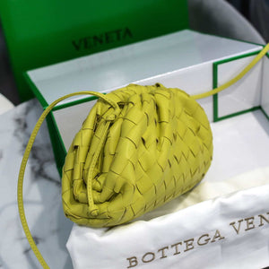 BV 585852 Bottega Veneta Mini Pouch intrecciato leather clutch with strap Lemon Green - Default Title - View 3