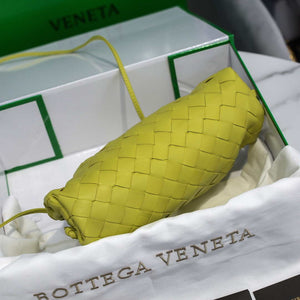 BV 585852 Bottega Veneta Mini Pouch intrecciato leather clutch with strap Lemon Green - Default Title - View 4