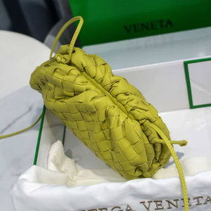 BV 585852 Bottega Veneta Mini Pouch intrecciato leather clutch with strap Lemon Green - Default Title - View 5