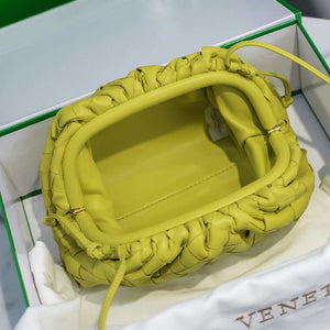 BV 585852 Bottega Veneta Mini Pouch intrecciato leather clutch with strap Lemon Green - Default Title - View 7