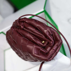 BV 585852 Bottega Veneta Mini Pouch intrecciato leather clutch with strap Wine Red - Default Title - View 5