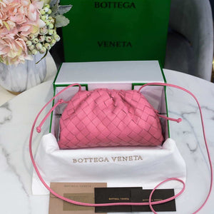BV 585852 Bottega Veneta Mini Pouch intrecciato leather clutch with strap Pink - Default Title - View 1