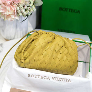BV 585852 Bottega Veneta Mini Pouch intrecciato leather clutch with strap Yellow - Default Title - View 2