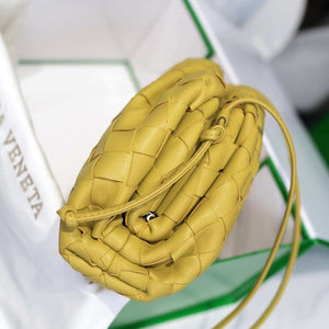 BV 585852 Bottega Veneta Mini Pouch intrecciato leather clutch with strap Yellow - Default Title - View 6