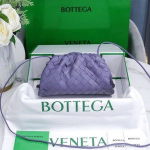 BV 585852 Bottega Veneta Mini Pouch Mini intrecciato leather clutch with strap Purple - Default Title - View 1