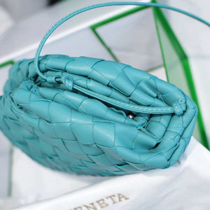BV 585852 Bottega Veneta Mini Pouch intrecciato leather clutch with strap Blue - Default Title - View 7