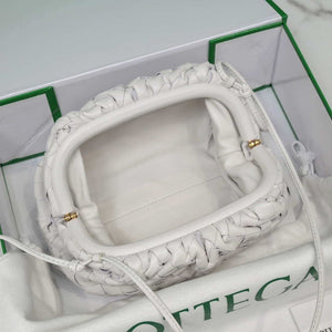 BV 585852 Bottega Veneta Mini Pouch intrecciato leather clutch with strap White - Default Title - View 8