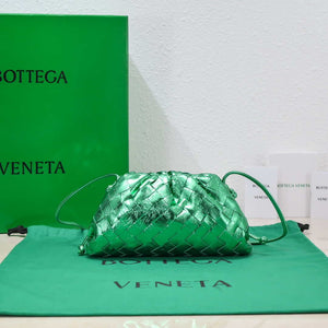BV 585852 Bottega Veneta Mini Pouch Buckskin leather clutch with strap metallic Green - Default Title - View 1