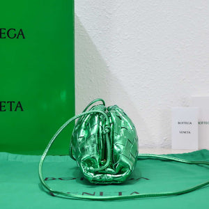 BV 585852 Bottega Veneta Mini Pouch Buckskin leather clutch with strap metallic Green - Default Title - View 2
