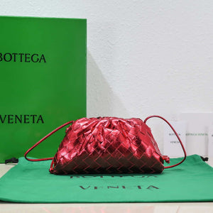 BV 585852 Bottega Veneta Mini Pouch Buckskin leather clutch with strap metallic Red - Default Title - View 1
