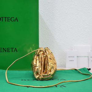 BV 585852 Bottega Veneta Mini Pouch Buckskin leather clutch with strap metallic Gold - Default Title - View 3