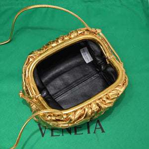 BV 585852 Bottega Veneta Mini Pouch Buckskin leather clutch with strap metallic Gold - Default Title - View 6