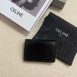 Celine 10I583 Card Holder With Flap Triomphe In Shiny Calfskin Black - Default Title - View 3