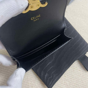 Celine 10I583 Card Holder With Flap Triomphe In Shiny Calfskin Black - Default Title - View 7