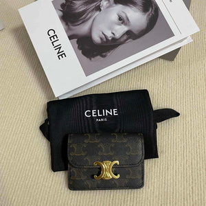 Celine 10I583 Card Holder With Flap Triomphe In Triomphe Canvas Tan - Default Title - View 10