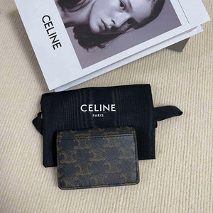 Celine 10I583 Card Holder With Flap Triomphe In Triomphe Canvas Tan - Default Title - View 11