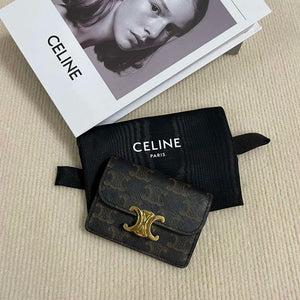 Celine 10I583 Card Holder With Flap Triomphe In Triomphe Canvas Tan - Default Title - View 18