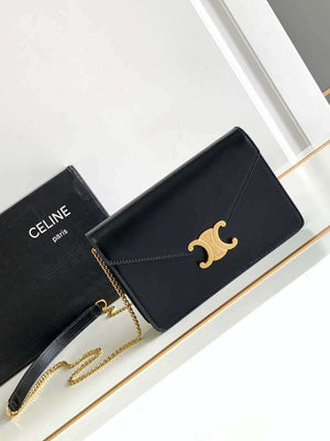 Celine 10J733 CUIR TRIOMPHE Calfskin leather WOC Black - Default Title - View 1