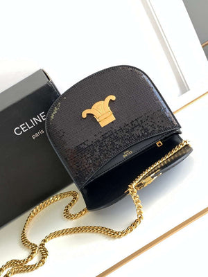 Celine 110413 TEEN BESACE TRIOMPHE CLEA IN Black sequins & CALFSKIN - Default Title - View 6