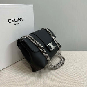 Celine 115853 Medium Celine Victoire Bag In Supple Calfskin Black Silver - Default Title - View 3