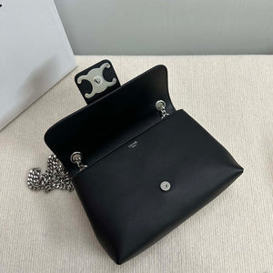 Celine 115853 Medium Celine Victoire Bag In Supple Calfskin Black Silver - Default Title - View 8