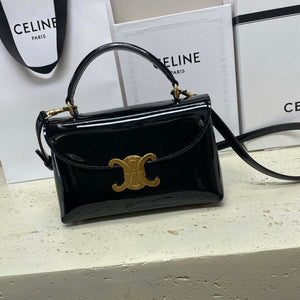 Celine 118113FRH TEEN Nino Bag in Triomphe Canvas Black Patent leather - Default Title - View 1