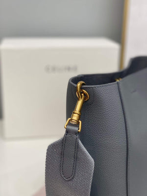 Celine 178303 Sangle Small Bucket Bag in Soft Grained Calfskin Gray - Default Title - View 7