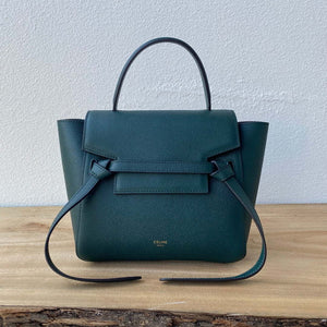 Celine 189103 Mini Belt Bag In Grained Calfskin 189153 Dark Green - 20cm - View 1