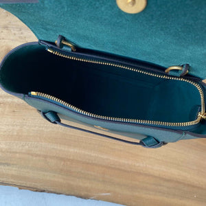 Celine 189103 Mini Belt Bag In Grained Calfskin 189153 Dark Green - 20cm - View 9