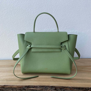 Celine 189103 Mini Belt Bag In Grained Calfskin 189153 Green - 20cm - View 1
