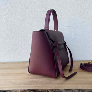Celine 189103 Mini Belt Bag In Grained Calfskin 189153 Wine Red - 20cm - View 2