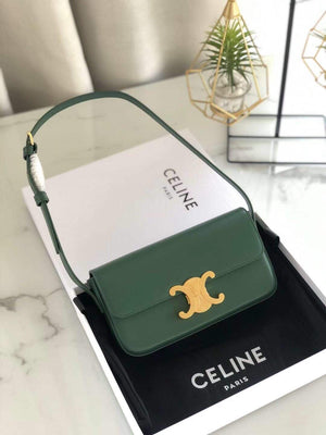 Celine 194143 Triomphe Shoulder Bag in Natural Calfskin Green - Default Title - View 1