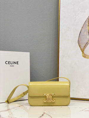 Celine 194143 Triomphe Shoulder Bag in Natural Calfskin Light Yellow - Default Title - View 1