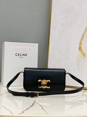 Celine 194143 Triomphe Shoulder Bag in Natural Calfskin Black - Default Title - View 1