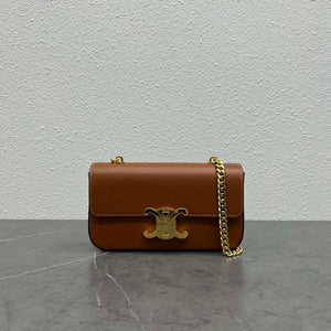Celine 197992 Chain Shoulder Bag Claude In Triomphe Canvas Brown - Default Title - View 1