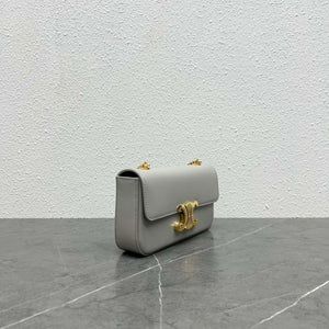 Celine 197992 Chain Shoulder Bag Claude In Triomphe Canvas Gray - Default Title - View 2