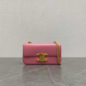 Celine 197992 Chain Shoulder Bag Claude In Triomphe Canvas Pink - Default Title - View 1