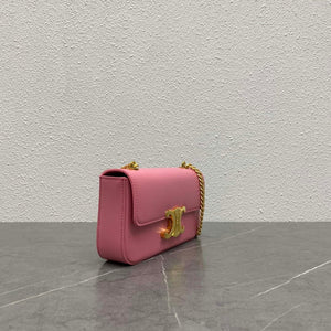 Celine 197992 Chain Shoulder Bag Claude In Triomphe Canvas Pink - Default Title - View 2