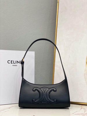 Celine 198153 Shoulder Bag Cuir Triomphe in Smooth Calfskin Black - Default Title - View 1