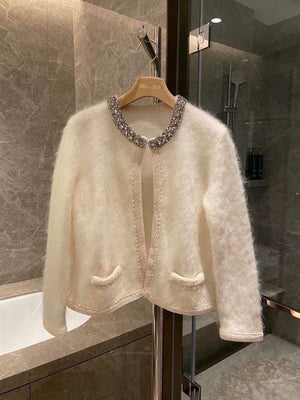 Celine 2AD7L440U Embroidered Cardigan In Brushed Mohair C99075 - S - View 1