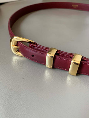 Celine 45BAE3A01 Small Western Belt In Natural Calfskin Wine Red 1.8 CM C12005 - 75--(90CM) - View 7