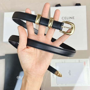 Celine 45BAE3A01 Small Western Belt In Taurillon Leather Black 1.8 CM C12003 - Gold / 75--(90CM) - View 12