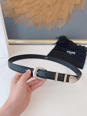 Celine 45BAG3A78 Medium Western Belt In Natural Calfskin Black 2.5 CM C12002 - Gold / 75--(90CM) - View 1