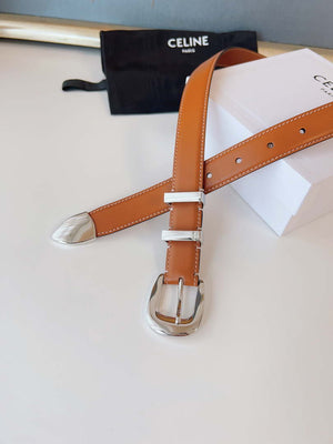 Celine 45BAG3A78 Medium Western Belt In Natural Calfskin Tan 2.5 CM C12001 - Gold / 75--(90CM) - View 4
