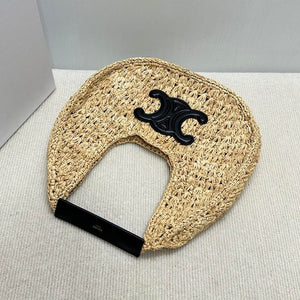 Celine classic panier HOBO BAG IN Raffia and Calfskin 112772 Nuture Black - Default Title - View 5