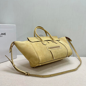 Celine L100E3GW2 MEDIUM NEW LUGGAGE IN SUPPLE Suede 123693 Apricot - Default Title - View 3