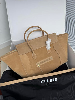 Celine L100E3GW2 MEDIUM NEW LUGGAGE IN SUPPLE Suede 123693 Camel - Default Title - View 1
