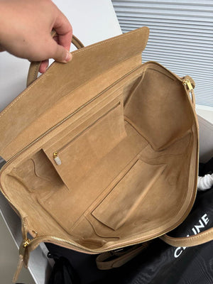 Celine L100E3GW2 MEDIUM NEW LUGGAGE IN SUPPLE Suede 123693 Camel - Default Title - View 7