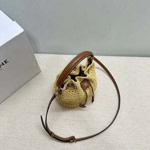 CELINE TEEN CLARA BAG IN Raffia and calfskin 122622GTO.02NT Nature - Default Title - View 4